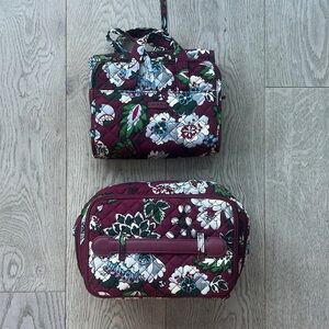 Vera Bradley Bordeaux Blooms Lot Compact Hanging Organizer/Cosmetic Makeup Case